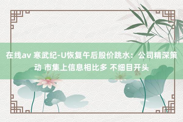 在线av 寒武纪-U恢复午后股价跳水：公司精深策动 市集上信息相比多 不细目开头