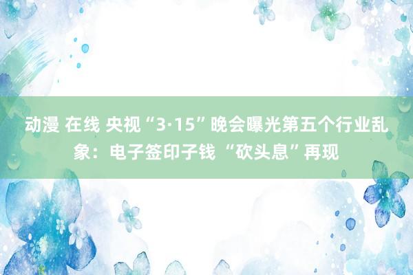 动漫 在线 央视“3·15”晚会曝光第五个行业乱象：电子签印子钱 “砍头息”再现