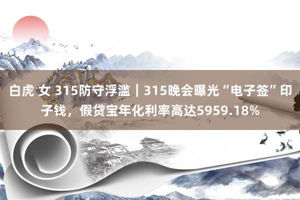 白虎 女 315防守浮滥｜315晚会曝光“电子签”印子钱，假贷宝年化利率高达5959.18%