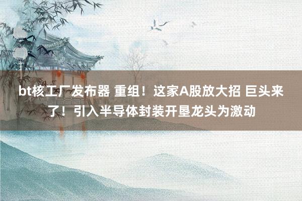 bt核工厂发布器 重组！这家A股放大招 巨头来了！引入半导体封装开垦龙头为激动